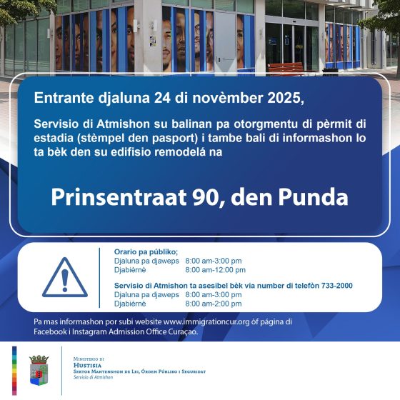 Servisio di Atmishon ta muda bèk pa Punda
